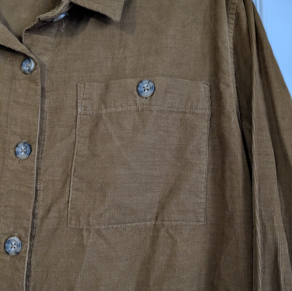 NWT Kenzie Jeans Brown Corduroy Women's Button-Up Shirt Size L - Picture 3 of 8